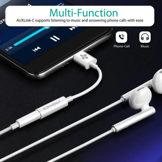 AUXLink-C White USB-C to 3.5mm Adapter