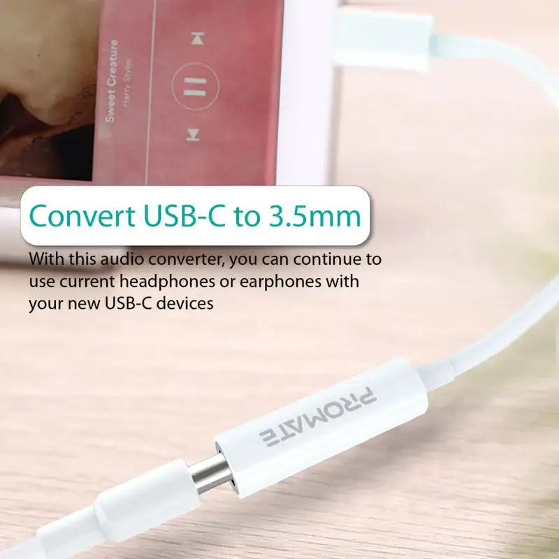 AUXLink-C White USB-C to 3.5mm Adapter