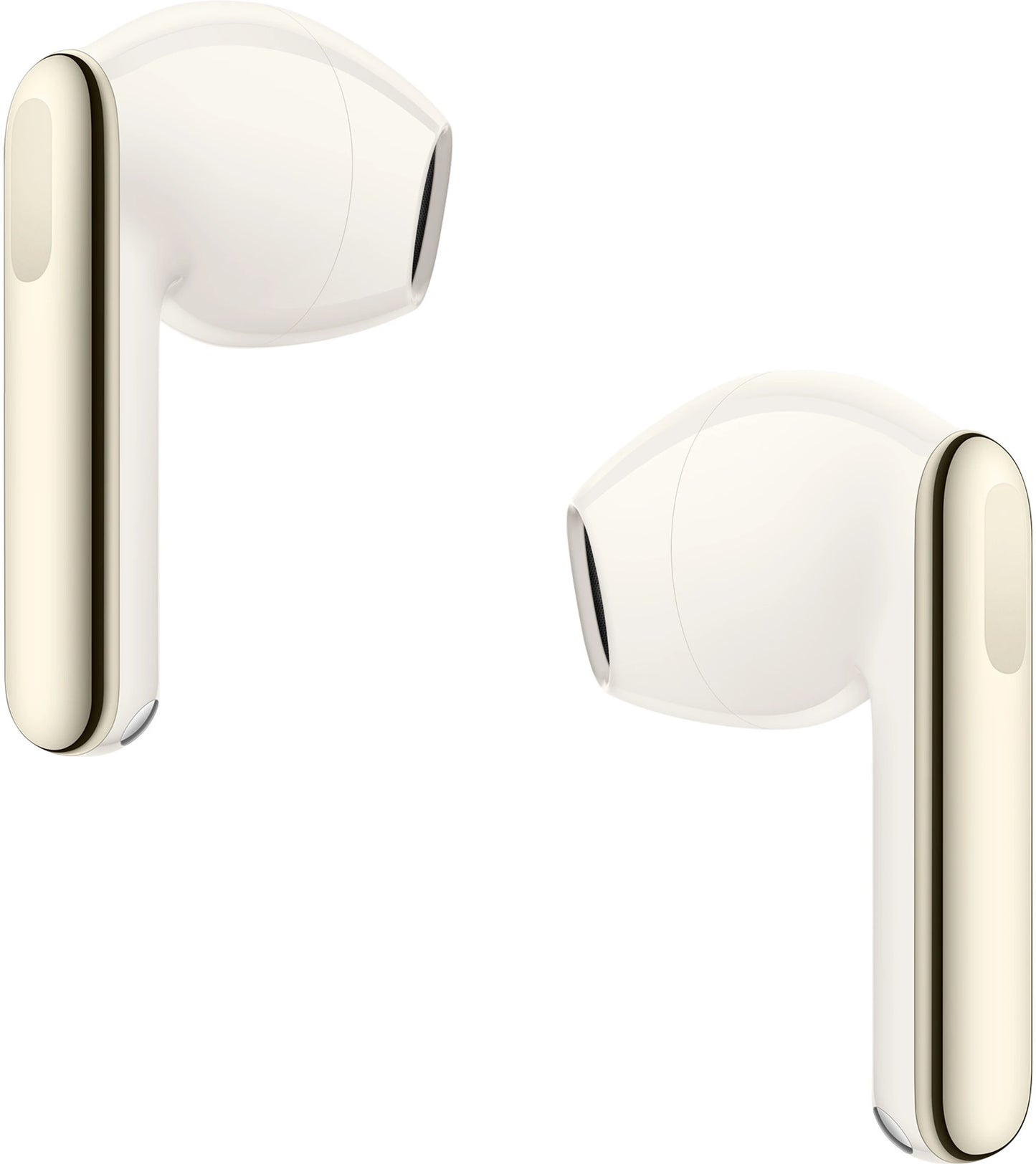 White wireless earbuds on a white background