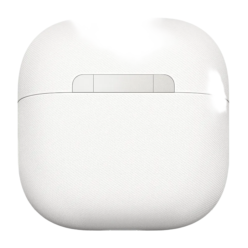 White wireless earbud case on a white background