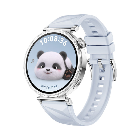 Smartwatch with a panda character on the screen against a white background