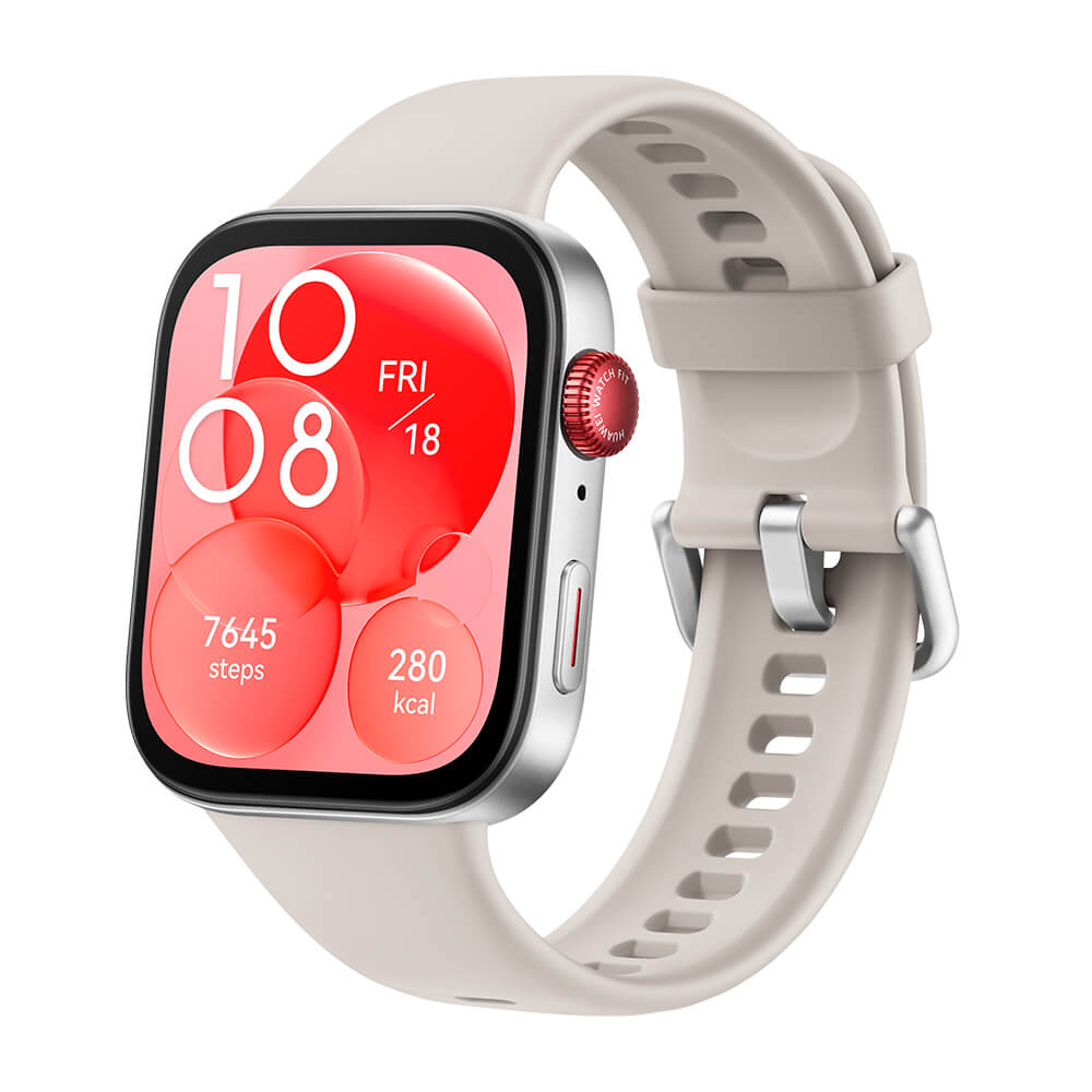 Smartwatch with a light gray band on a white background
