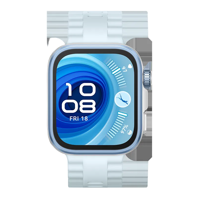 Smartwatch with a blue display on a white background