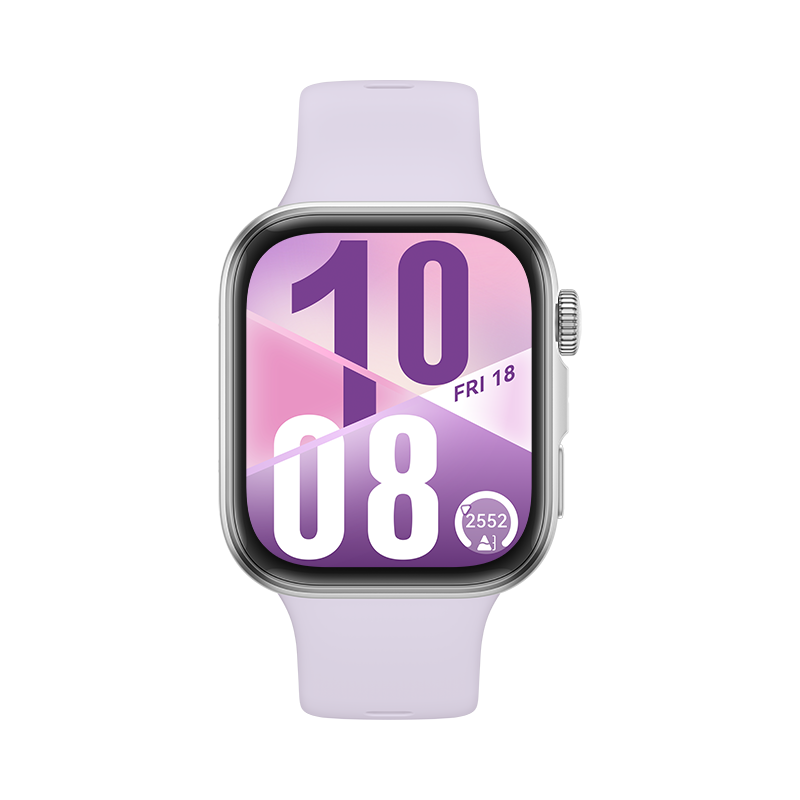 Smartwatch with a light purple band on a white background