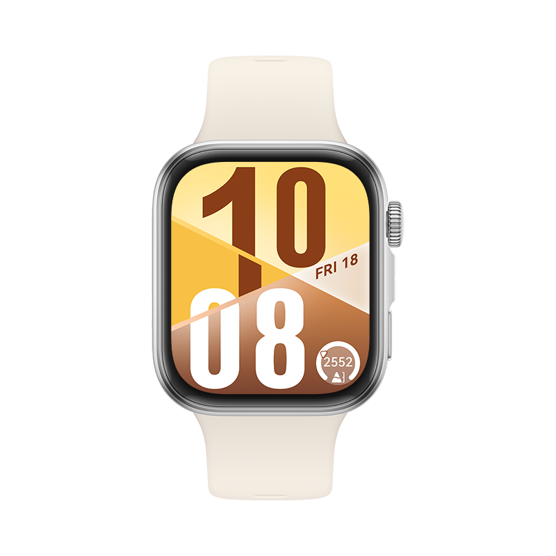 Smartwatch with a white band on a white background