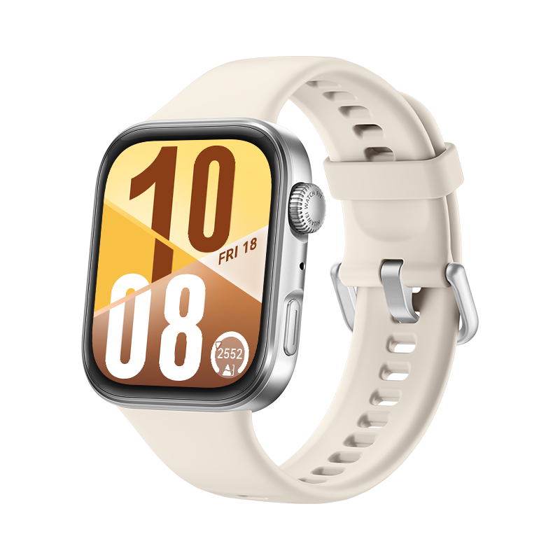 Smartwatch with a white band on a white background