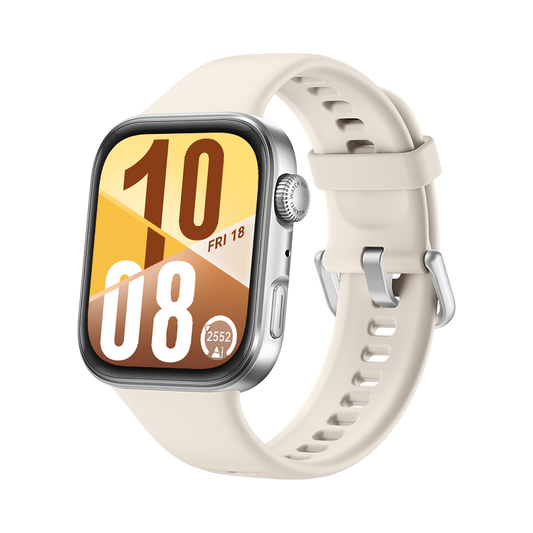 Smartwatch with a white band on a white background