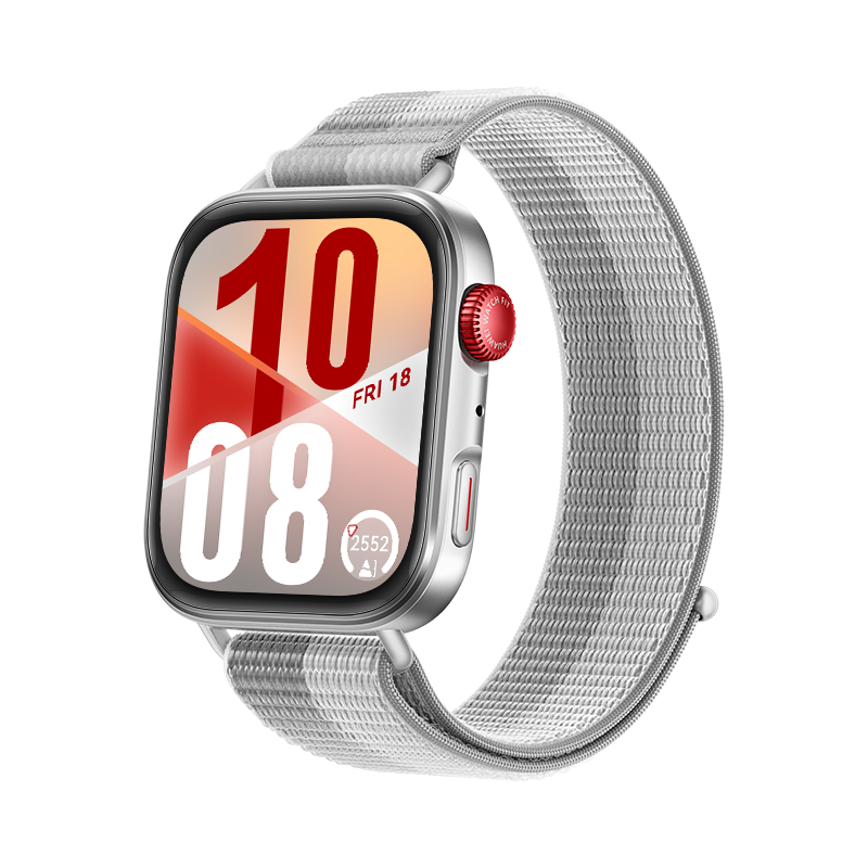Smartwatch with a silver band on a white background