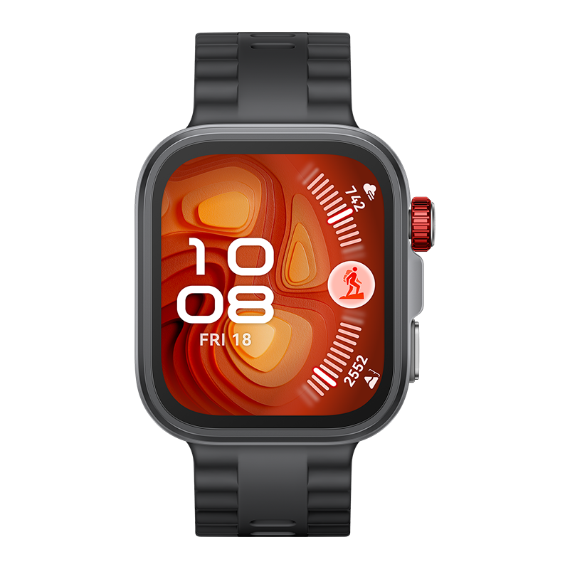 Smartwatch with a black band on a white background