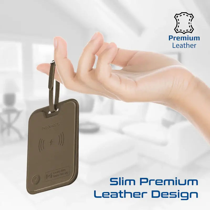 HushTag Brown Smart Leather Luggage Tag