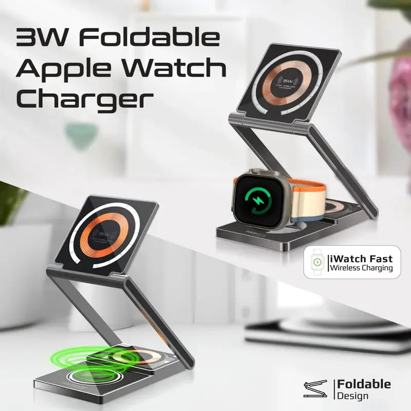 LucidFold-Trio 3-in-1 Ultra-Slim Transparent Foldable MagSafe Wireless Charging Station