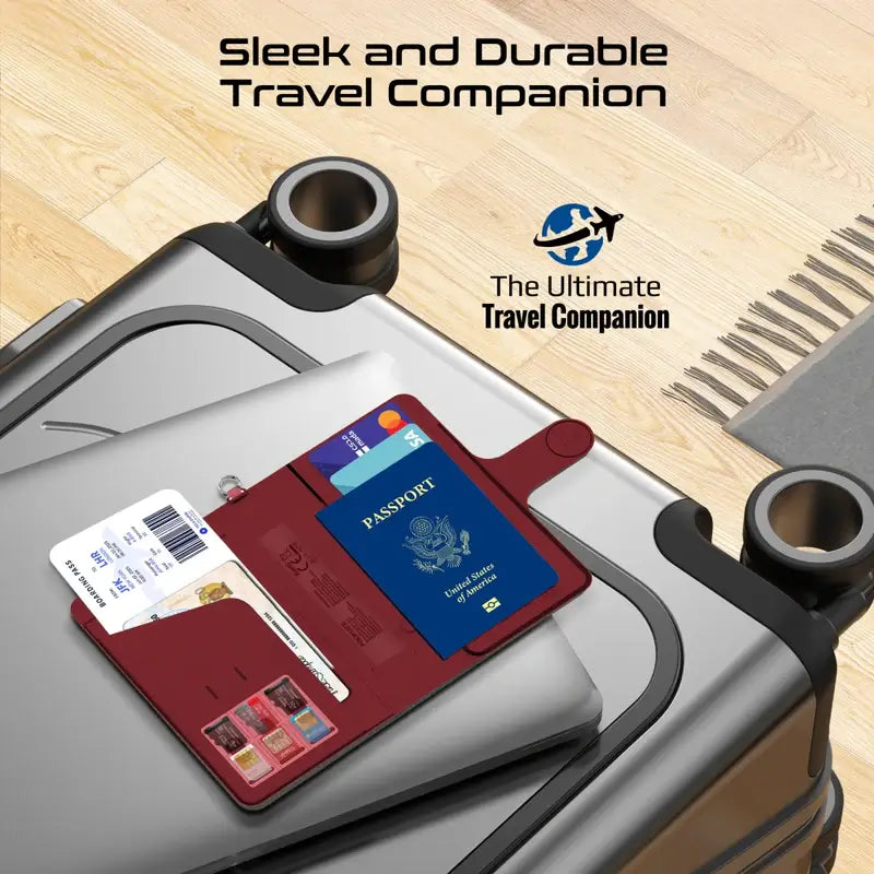 PassMate Burgundy Smart Leather Passport Holder