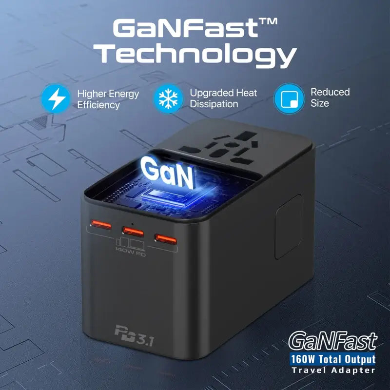 TripMate-GaN160 Universal Travel Adapter