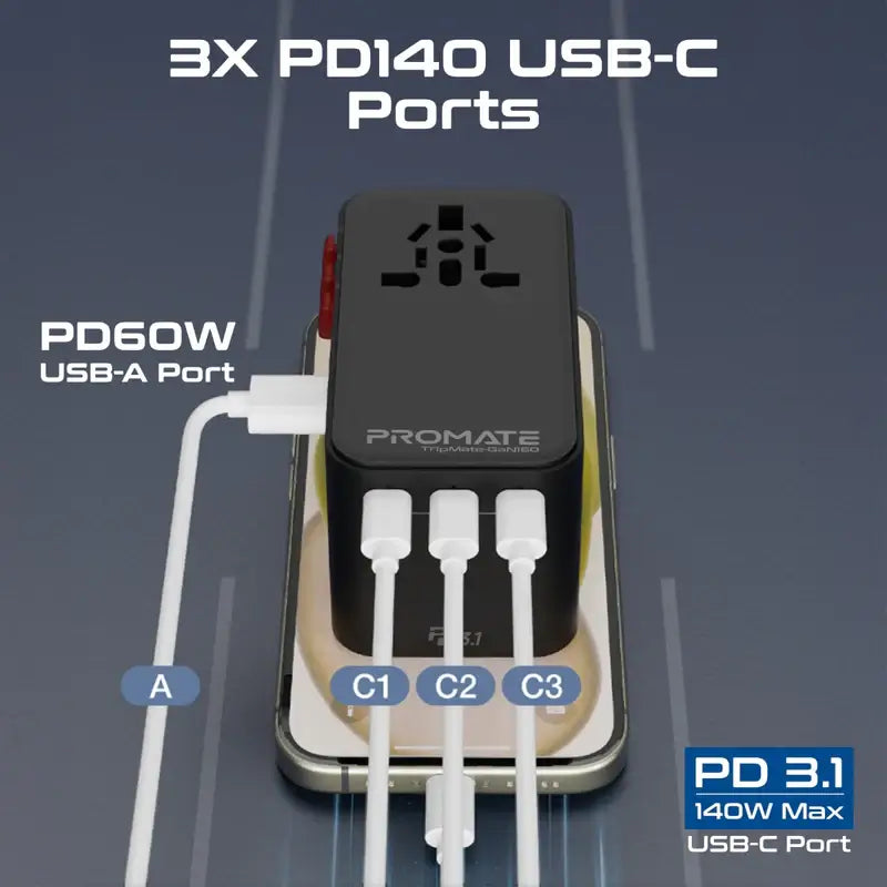 TripMate-GaN160 Universal Travel Adapter