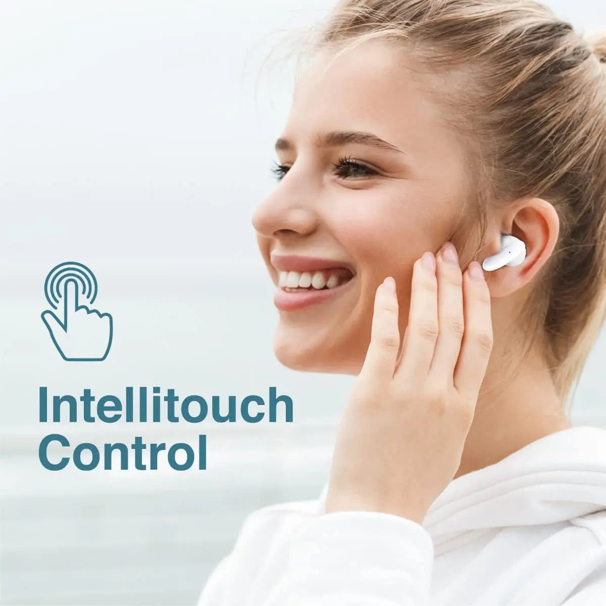 Lush Earbuds with Mic, IPX5 Water Resistance, 20H Playback Time, Intelligent Touch Controls and Smart Auto Pairing for iPhone 14, Galaxy S22
