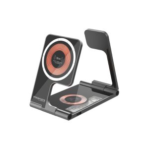 Aurafold,  3 in 1 Wireless Charger, 23W Foldable Magnetic Magsafe Charger for iPhone 15/15 Plus/15 Pro/15 Pro Max, iPhone 14/14 Plus/14 Pro/Max, 13/12/11, Apple Watch, Air Pods, Multicolor