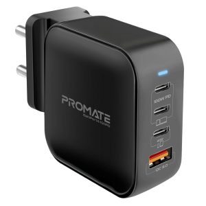 GaNPort4-100PD, 100W Gan Charger Adapter | 4-Ports GaN PD Wall Charger with 2 Type-C 100W Laptop Charger, 20W PD USB-C and 18W QC 3.0 Port for MacBook Pro Air, iPad Pro, iPhone 13, 12, Galaxy S9