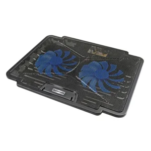Promate AirBase-1 Gaming Laptop Cooling Pad with Silent Fan Technology - 2 High Performance Cooling Fans, Mesh Design & Blue LED Lights, Adjustable Height & Fan Speed, Dual USB Ports, Anti-Slip Grip